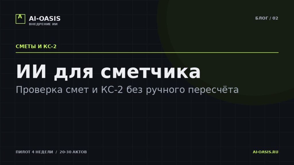 ИИ для сметчика: проверка смет и КС-2 без ручного пересчёта